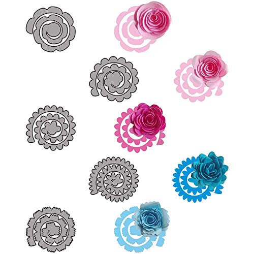 Pilikoll 5 Stück 3D Blumen Stanzschablone Metall Prägeschablonen Stanzformen Blumen Prägeschablonen Stanzformen für Scrapbooking, DIY Dekor, Fotopapier, Papierhandwerk von Pilikoll