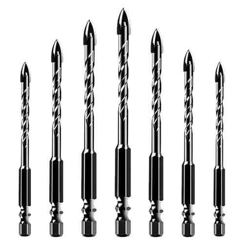 Pilikoll 7 Stück Fliesenbohrer Set 3mm-12mm Fliesenbohrer Glasbohrer Set Steinbohrer-Sets für Fliesen,Keramik,Porzellan,Mauerwerk,Holz,Glas,Kunststoff, Weichmetall(3mm,4mm,5mm,6mm,8mm,10mm,12mm) von Pilikoll