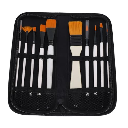10 Stück Pinsel Weißer Stab Nylon Wolle Aquarell Farbe Ölfarbe Pinsel Set für Schüler von Pilipane