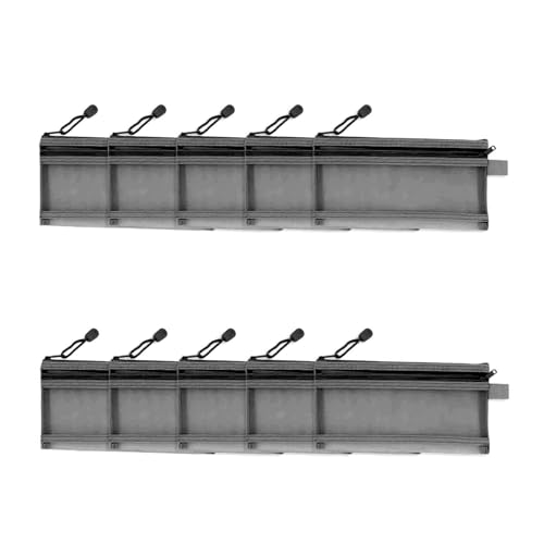 10pcs Doppelschicht -Netzdateibeutel wasserdichte Nylon Reißverschlussbeutel Organisatorspeicher für Büroversorgungen Schreibwarenreisen Essentials A6 Papiergröße 23x12 cm (Schwarz) von Pilipane