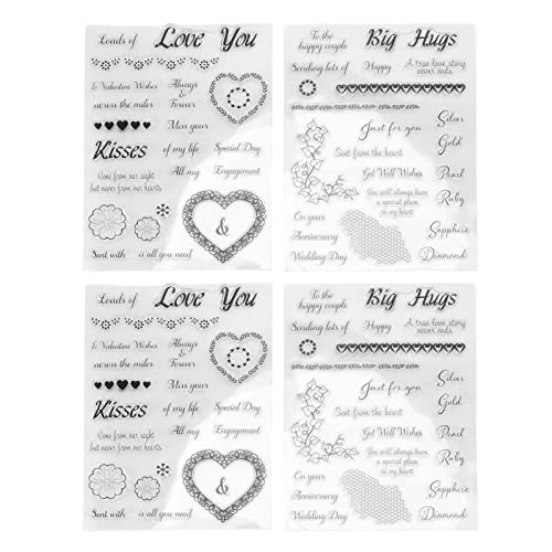 4pcs Clear Stamp Romantischer Stil transparent sicher wiederverwendbarer TPR -Briefmarken für Kartenumschläge machen Scrapbooking DIY -Projekte 21x15cm von Pilipane