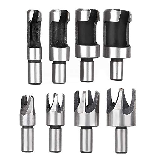 8pcs / Set Kohlenstoffstahlholzstecker Cutter 10 mm runde Schaftbohrbohrerzubehör von Pilipane