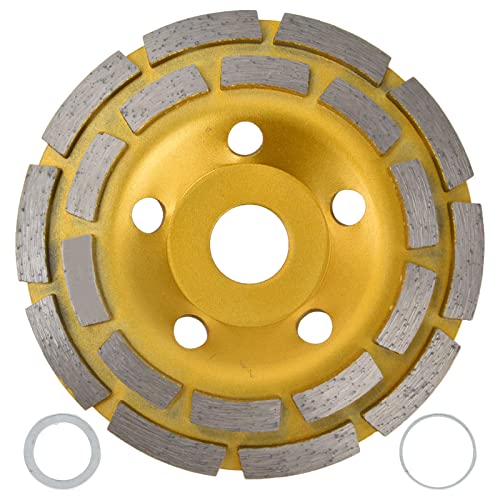 Diamant-Topfschleifscheibe, zweireihige Betonschleifscheiben, hocheffizient, langlebig, zum Polieren von Granit, Stein und Marmor, gelb, 22,23 mm Innendurchmesser, inkl. 2 (125 mm) von Pilipane
