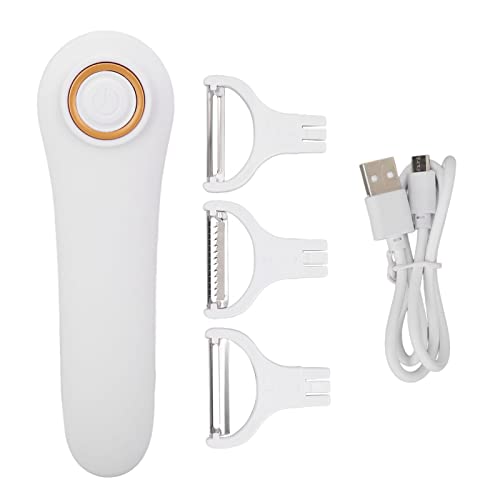 Elektrischer Schäler Handheld USB Wiederaufladbarer Obst Gemüse Schäler mit 3 Schneidköpfen,Elektrischer Kartoffelschäler, Wiederaufladbare Küchenhelfer für Äpfel, Kartoffel, Karotten, Gurke von Pilipane