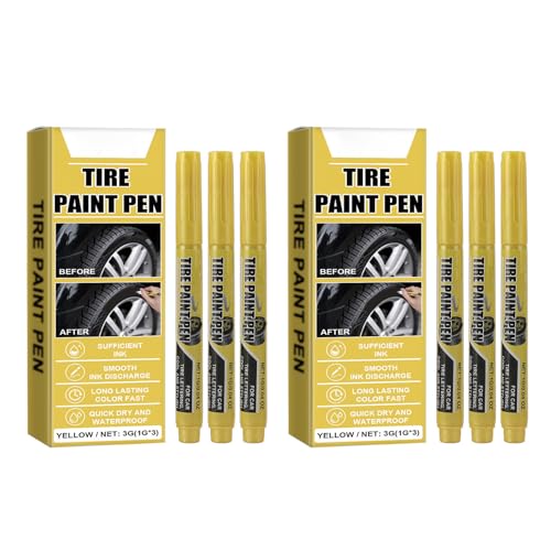 Gelber Reifenfarbe Stift permanent wetterfest schneller Reparaturmarker für Automobil Fahrzeugreifen 6 Pack 1g jeweils Gelber Reifenfarbe Stift permanent wetterfest schneller Reparaturmarker für Automobil Fahrzeugreifen 6 Pack 1g jeweils von Pilipane