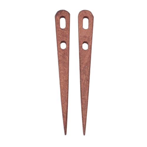 Holz-Weberei Häkel nadeln Große Augen Strick nadeln für Teppich-Decke Schal Hand gefertigte Nähnadeln für Anfänger Experten 2 Stück (Walnussfarbe) von Pilipane