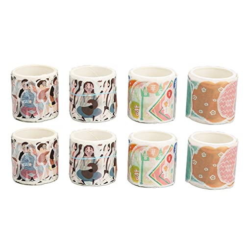 Japanisches Papierband 8 Rollen 35 mm breites DIY Dekoratives Klebeband für das Journaling Scrapbooking Planer Dekoration Süßes Cartoon Formen Muster wasserdichtes Vintage von Pilipane