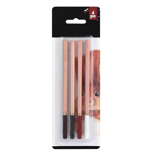 Pilipane Farbkizzierstifte Set 4 Stücke Professionelle Holzkohlezeichnung Stifte zum Schattieren von Malvorlagen Mischung für Anfänger Künstler Schüler Kinder Birken Holz 4mm dick 7 mm von Pilipane