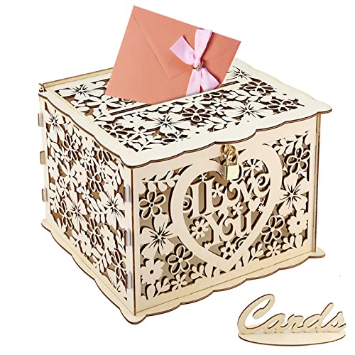 DIY-Geldgeschenkbox,Hochzeitskartenbox mit Schlüsseln, rustikale Kartenbox, Geschenkkartenhalter Kartenbox, kartenbox Hochzeitperfekt für Hochzeiten, Babypartys, Geburtstage, Abschlussfeiern von Pilipane