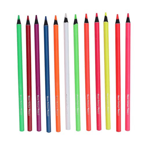 Pilipane Neonfarbene Stifte Set 12 Farben lebendige Kunstzubehör zum Zeichnen von Skizzier- und Färbung Studenten Künstler Hobbyisten Pappelholz 12pcs von Pilipane