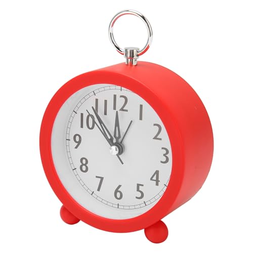 Pilipane Runder Wecker, batteriebetrieben, elektronischer Wecker, einfacher Wecker mit Kunststoffknöpfen für Schlafzimmer, Nachttisch, Schreibtisch, langlebig, leiser Zeiger, (Rot) von Pilipane