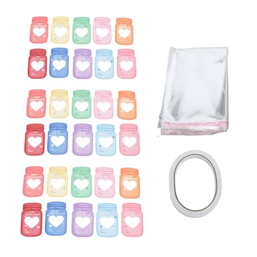 Pilipane Valentinstagskarten für Kinder 30pcs einzigartige niedliche Glasdesign DIY Gruß Valentinstag e Austauschkarten mit Plastiktüten doppelseitiger Klebstoff für Klassenzimmerparty (Stil a) von Pilipane