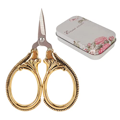 Retro -Taschenschere Edelstahl Vintage Gold Stickerei nähen Faden Mini Schere für DIY Bastelhandwerk Handwerk Nadelkunstwerk Kunstwerk von Pilipane