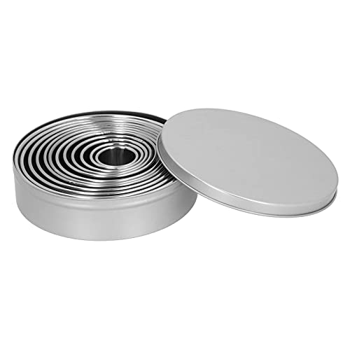 Runde Stanzform aus Edelstahl, Kreis, Hohlstanzform-Set für Teig, Ton, Kekse, Gummibärchen, 12-teilig, mit Aufbewahrungsbox Runde Stanzform aus Edelstahl, Kreis, Hohlstanzform-Set für Teig, Ton, Kekse, Gummibärchen, 12-teilig, mit Aufbewahrungsbox von Pilipane