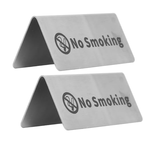 Tischplatte Schild Edelstahl doppelseitig elegant moderner Tabletop -Kartenschild für Hochzeitsfeier Hotel Restaurant Silber 8.4oz 2 Pack (Rauchen verboten) von Pilipane