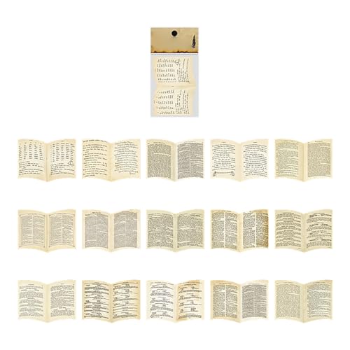 Vintage Papieraufkleber Retro Old Journal Writing Stickers Scrapbooking Supplies für DIY Planer Notebook Kunst Kunsthandwerk 30pcs Premium Papiermaterial Dekorative Aufkleber (Lesebuch) von Pilipane