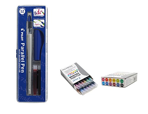 Pilot Parallel Pen Kalligrafie-Füllfederhalter, 6,0 mm, nachfüllbar, mit 12 verschiedenen Ersatzminen, Pilot Parallel Pen von Pilot Parallel Pen