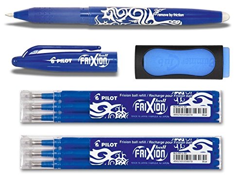1 Frixion Ball blau + 6er-Set Mine + Radierer von Pilot Pen