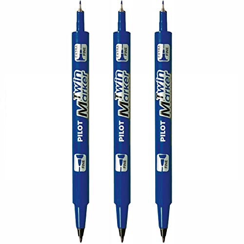 Pilot Twin Marker, 3 Stück, blau, 2 Rundspitzen: fein und mittel von Pilot