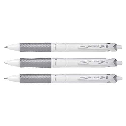 Pilot Acroball Pure White 1.0 Druckkugelschreiber, spezieller Griff, Strichstärke 0,4 mm, schwarz, 3 Stück von PILOT