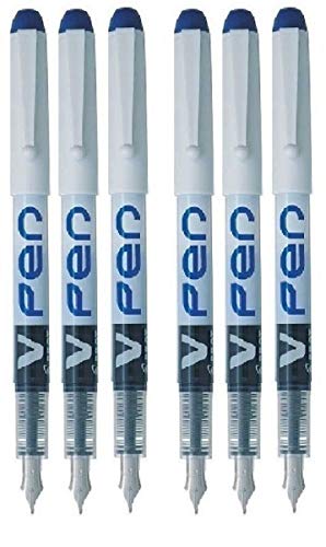 Pilot Blau V Stift Füllfederhalter Einweg Mittlere Linie Flüssig Tinte SVPN-4W (6er Pack) von Pilot Pen