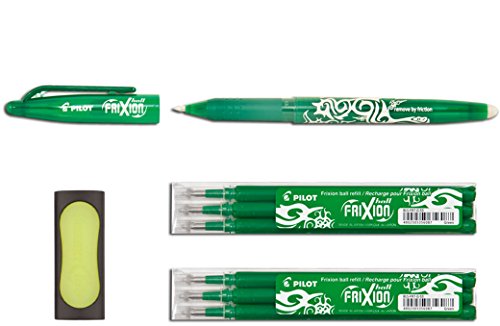 Pilot Frixion radierbarer Tintenroller (+ extra Radierer | 6 Minen, grün) von Pilot Pen