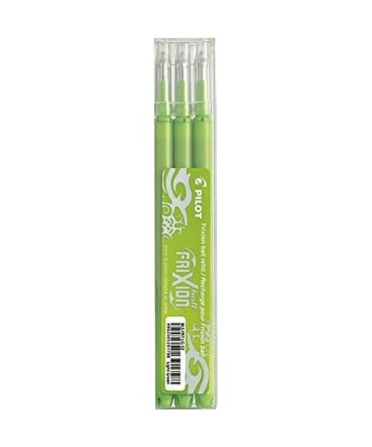 Pilot Pen 2261011F - Ersatzminen Tintenroller Frixion Ball, Stärke 0,7 mm, Schreibfarbe hellgrün, radierbar, 3 Stück von PILOT