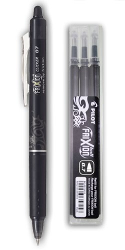 Pilot Frixion Einziehbar 0.7mm mit 4 Multi Purpose Kugelschreiber Minen Set Schwarz von Pilot-Sets