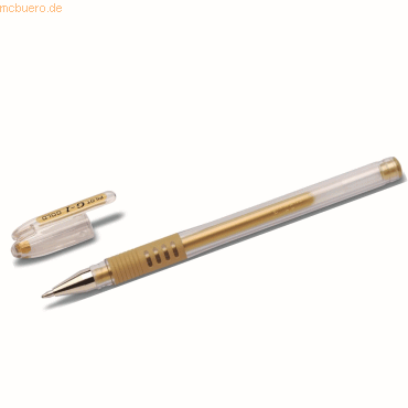 12 x Pilot Gelschreiber G1-10 Grip Metallic 0,6 gold von Pilot