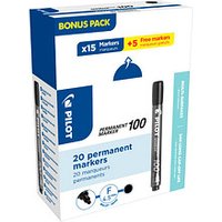 15 + 5 GRATIS: PILOT 100 Permanentmarker schwarz 1,0 mm, 15 St. + GRATIS 5 St. von Pilot