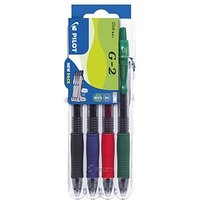 PILOT G2 Gelschreiber-Set schwarz/transparent, blau/transparent, rot/transparent, grün/transparent 0,4 mm, Schreibfarbe: farbsortiert, 4 St. von Pilot