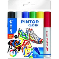 PILOT PINTOR Classic Kreativmarker farbsortiert 4,0 - 12,0 mm, 6 St. von Pilot