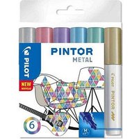 PILOT PINTOR Metallic Kreativmarker farbsortiert 4,0 - 12,0 mm, 6 St. PILOT PINTOR Metallic Kreativmarker farbsortiert 4,0 - 12,0 mm, 6 St. von Pilot