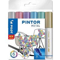 PILOT PINTOR Metallic Kreativmarker farbsortiert 4,0 - 12,0 mm, 6 St. von Pilot