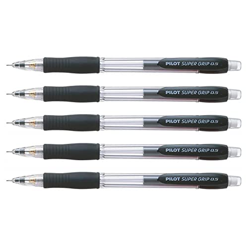 Pilot Super Grip H-185SL Druckbleistifte, 0,5 mm, Schwarz, 5 Stück von Pilot