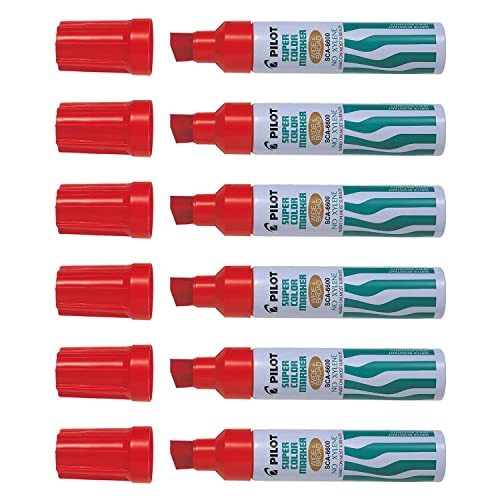 PILOT 6 Permanentmarker SCA-6600, Metallkörper, abgeschrägte Spitze, extrabreit, Rot von Pilot