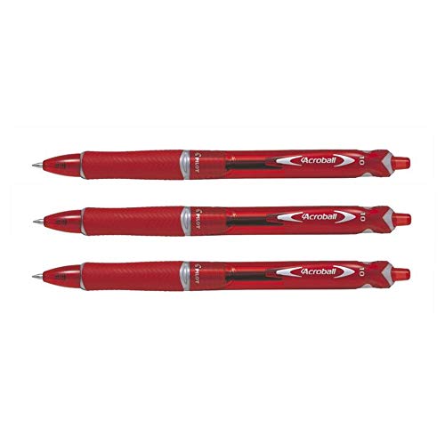 PILOT Acroball Kugelschreiber, Kunststoff, mittlere Spitze, Rot, 3 Stück von Pilot