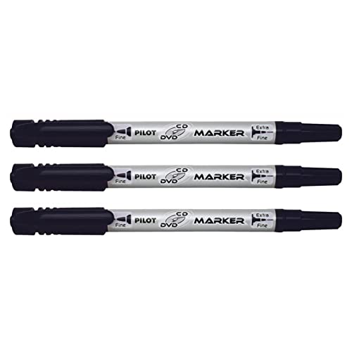 PILOT CD- / DVD-Marker mit feiner und mittlerer Spitze, Schwarz, 3 Stück PILOT CD- / DVD-Marker mit feiner und mittlerer Spitze, Schwarz, 3 Stück von Pilot