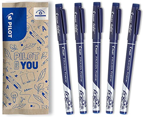 PILOT FriXion Fineliner, radierbarer Fineliner, 5er Set (Blau) von Pilot