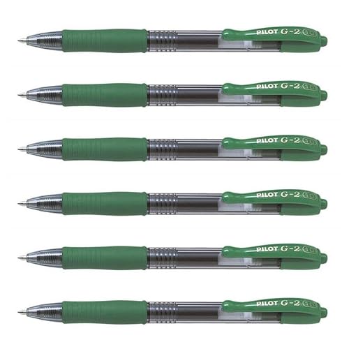 PILOT Gel-Tintenroller, einziehbar, G-2 07, mittlere Spitze, Grün, 6 Stück von PILOT