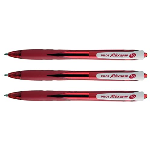 PILOT REXGRIP Begreen Kugelschreiber, mittlere Spitze 1.0, Rot, 3 Stück von Pilot