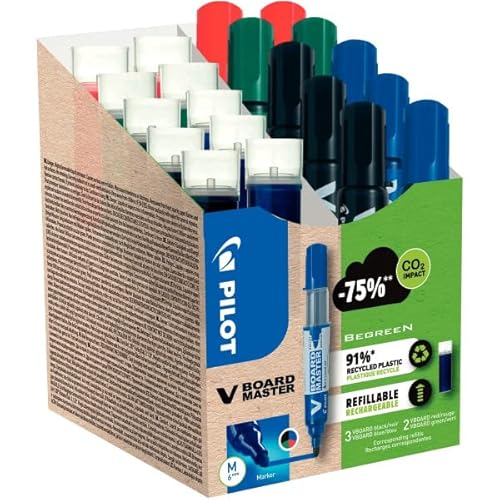 Pilot 575672 V-Board Master aus recyceltem Kunststoff, Marker mit verschiedenen Nachfüllungen, 1,7 mm, Spitze, 10 Stück von Pilot