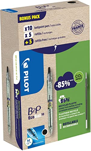 Pilot 94296 Bonuspack 10 Stifte + 10 Refill B2P, Ecoball Spitze, 1,0 mm, schwarz Pilot 94296 Bonuspack 10 Stifte + 10 Refill B2P, Ecoball Spitze, 1,0 mm, schwarz von Pilot