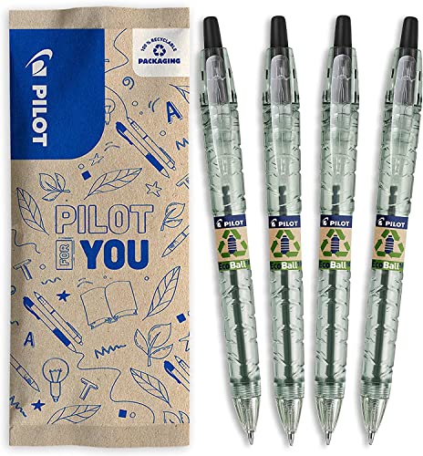 PILOT - Pack of 4 B2P ECOBALL 1mm - Gel ink roller ball pen - Medium - Begreen - Black von Pilot