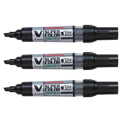 Pilot Begreen Permanent-Marker, nachfüllbar, V Super Color, abgeschrägte Spitze, mittlere Spitze, Schwarz, 3 Stück Pilot Begreen Permanent-Marker, nachfüllbar, V Super Color, abgeschrägte Spitze, mittlere Spitze, Schwarz, 3 Stück von Pilot