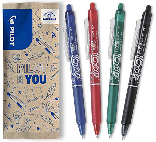 Pilot – Lote de 4 FriXion Clicker – Negro, Azul, Rojo y Verde – Punta Mediana von Pilot