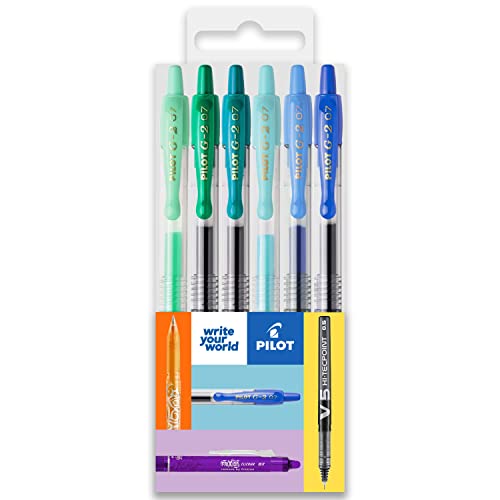Pilot G-2 Kugelschreiber Tintenroller, einziehbar, 0,7 mm Spitze, Brieftasche, 6 Stück, Blau / Grün Pilot G-2 Kugelschreiber Tintenroller, einziehbar, 0,7 mm Spitze, Brieftasche, 6 Stück, Blau / Grün von PILOT