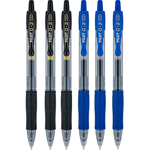 Pilot G2 Kugelschreiber, einziehbar, Bold pt 1.0, Schwarz und Blau, 6 Stück von PILOT