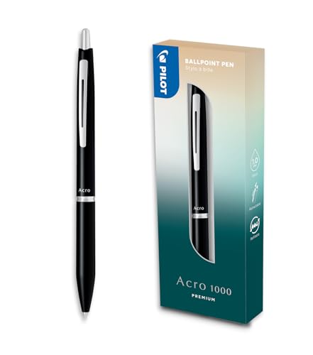 PILOT - Acro 1000 Premium Kugelschreiber in Schwarz in Geschenkbox - Ultra-weiche Tinte für unvergleichliches Schreiben - Nachfüllbarer Druckkugelschreiber - Schreibfarbe Schwarz - Mittlere Spitze PILOT - Acro 1000 Premium Kugelschreiber in Schwarz in Geschenkbox - Ultra-weiche Tinte für unvergleichliches Schreiben - Nachfüllbarer Druckkugelschreiber - Schreibfarbe Schwarz - Mittlere Spitze von PILOT