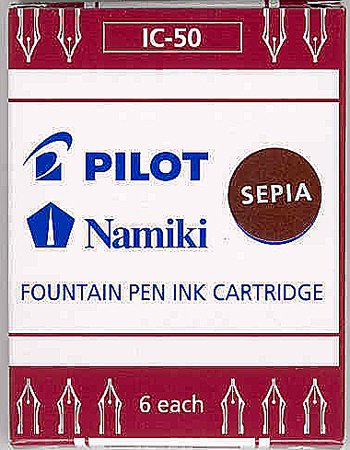 Pilot Namiki 6 Tintenpatronen für Füllfederhalter ohne Deckel, IC-50 Farbe Sepia von Pilot